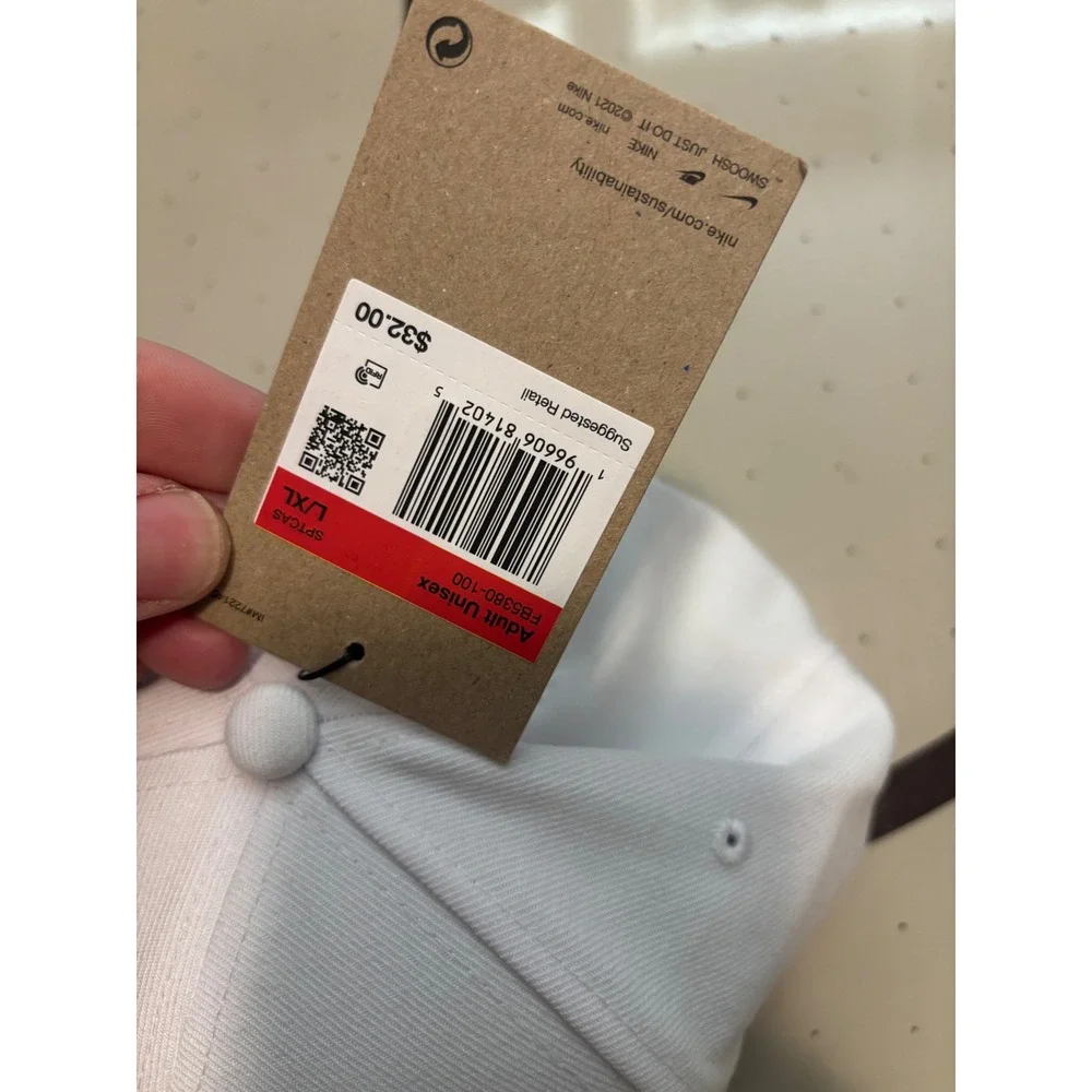 Nike Pro Cap Dri-FIT Flat Brim Snapback Hat White Black FB5380-100 L/XL